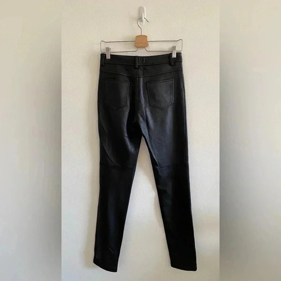 LONGCHAMP Leather pants Sz Small Black - Picture 4 of 6